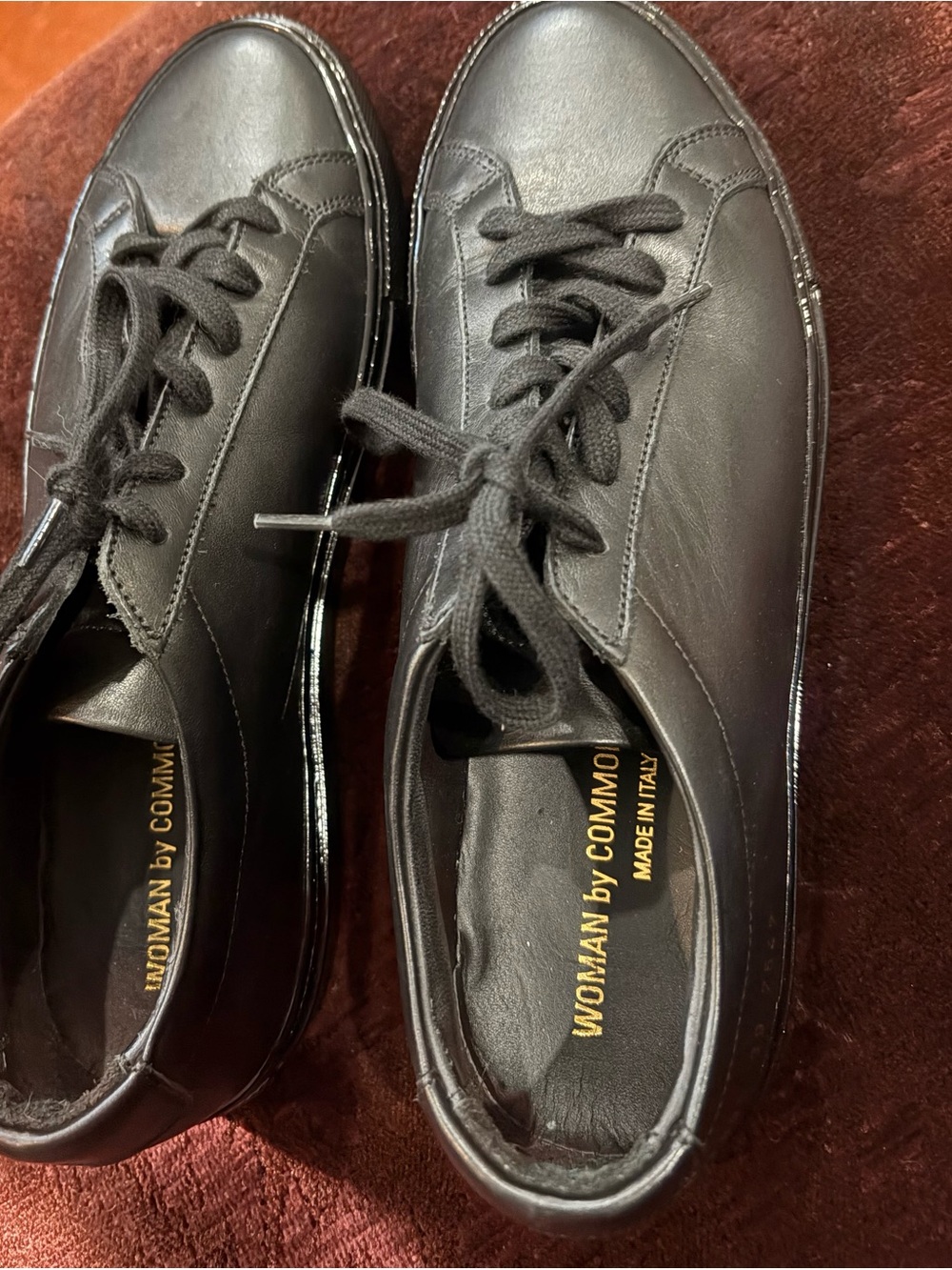 Woman by Common Projects Black Leather Lace-Up Oxfords
